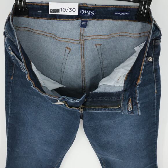 Chaps Jeans Womens 10 Blue Cotton Stretch Denim Mid Rise Crop Kick Flare 30W New - Picture 14 of 14